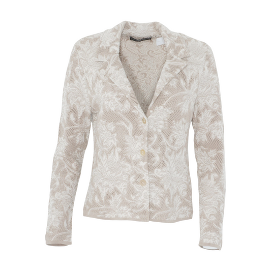 Peruvian Connection Beige Floral Cardigan Sweater – Image 1