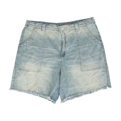 Blue Solid Denim Shorts