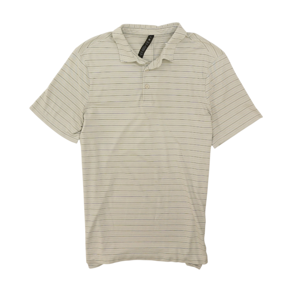 Gray Striped Short Sleeve Polo