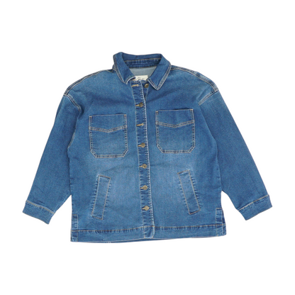 Blue Solid Denim Jacket