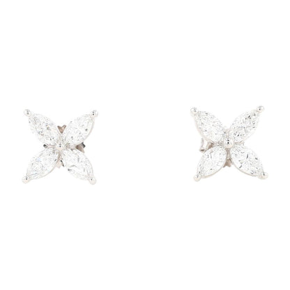2 1/4 Ct 14K White Gold Marquise Flower Lab Grown Diamond Stud Earrings