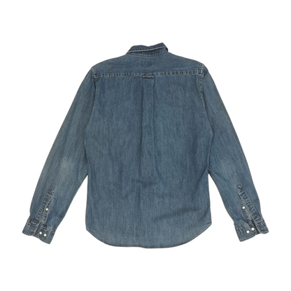 Blue Solid Long Sleeve Button Down