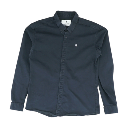 Black Solid Long Sleeve Button Down