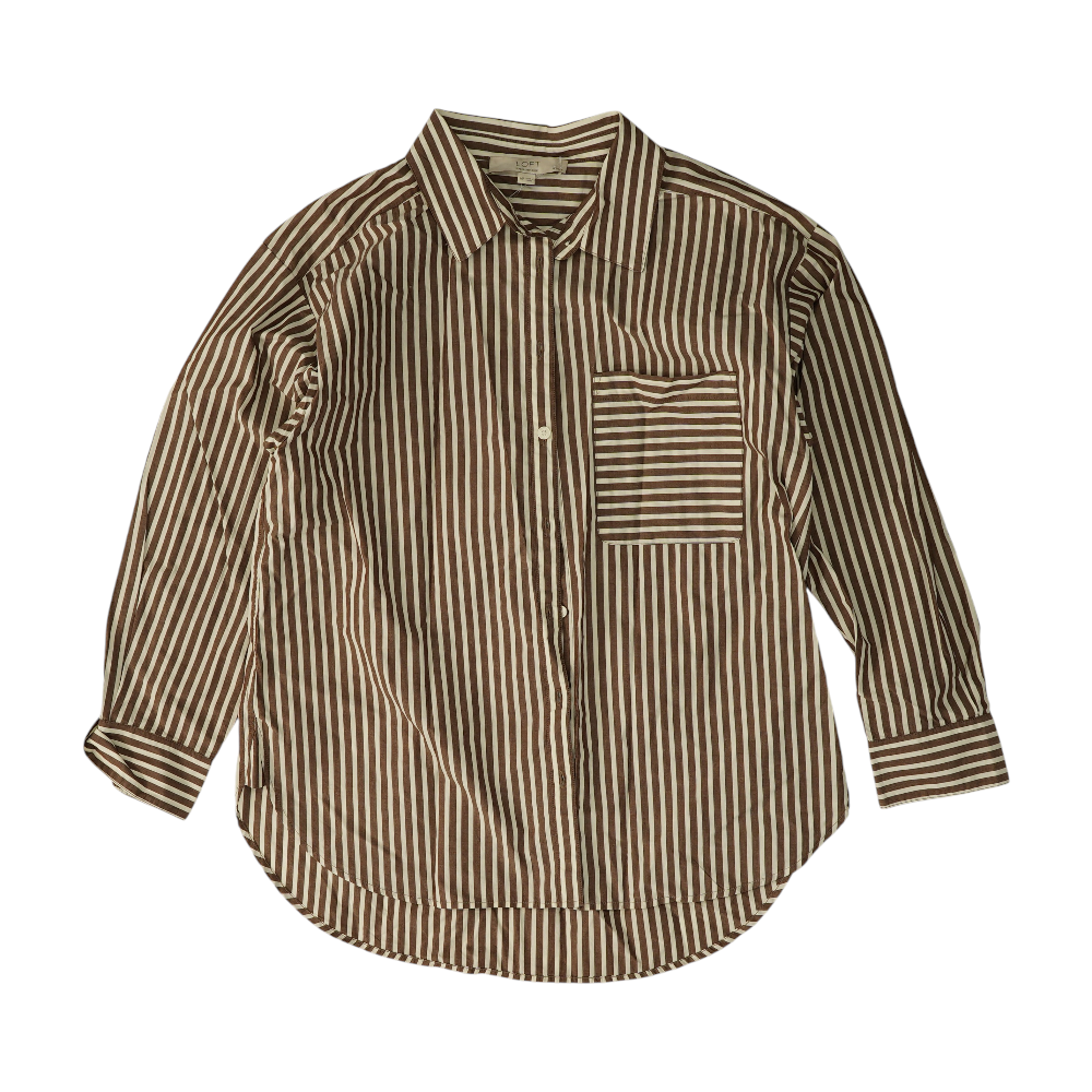 Brown Petite Striped Button Down