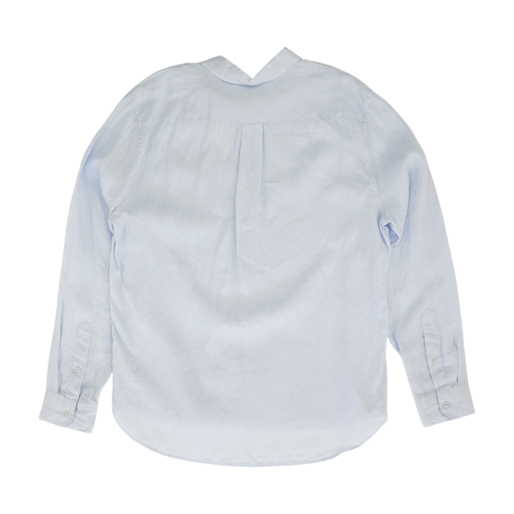 Blue Solid Long Sleeve Button Down