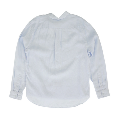 Blue Solid Long Sleeve Button Down