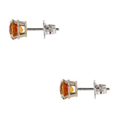 6mm White Gold Citrine Stud Earrings