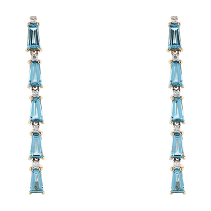 3 1/8 ctw 14K Yellow Gold Blue Topaz Drop Earrings