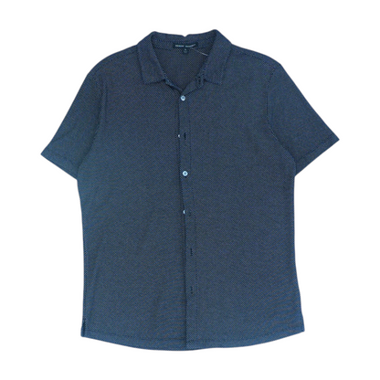 Black Solid Short Sleeve Button Down
