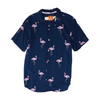 Navy Print Short Sleeve Button Down