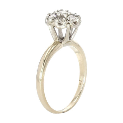 1/3 Ct 14K Two Tone Gold Vintage Style Diamond Engagement Ring