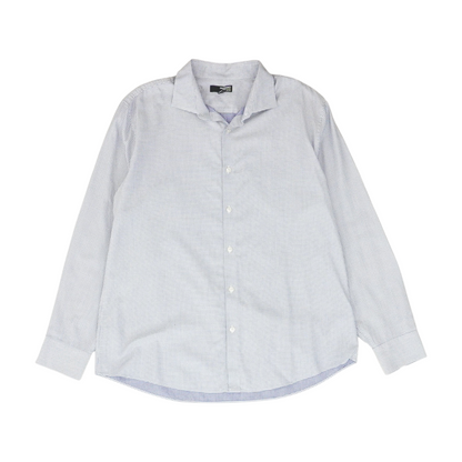 Blue Geometric Long Sleeve Button Down