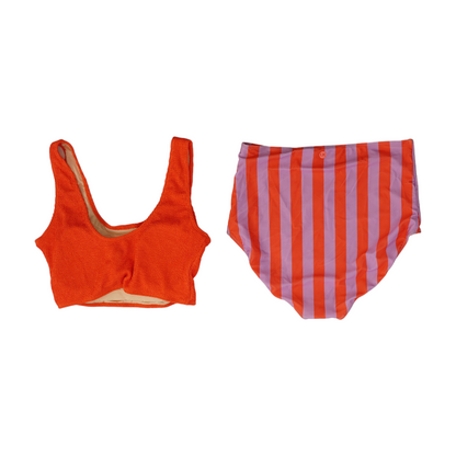 Coral Striped Two-Piece