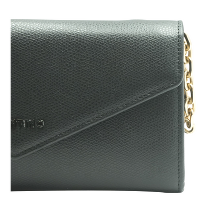Nicola Leather Crossbody Wallet on Chain in Black