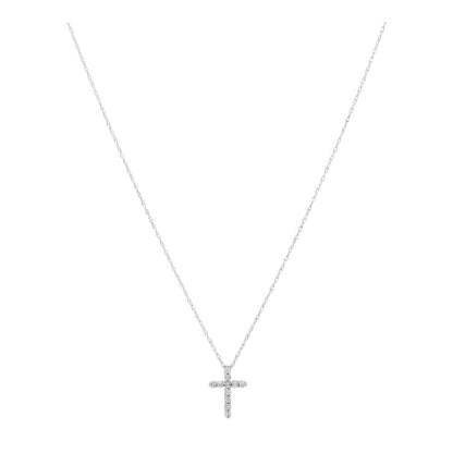 1/8 Ct 14K White Gold Diamond Mini Cross Pendant Necklace