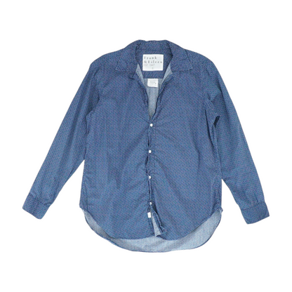 Navy Print Button Down