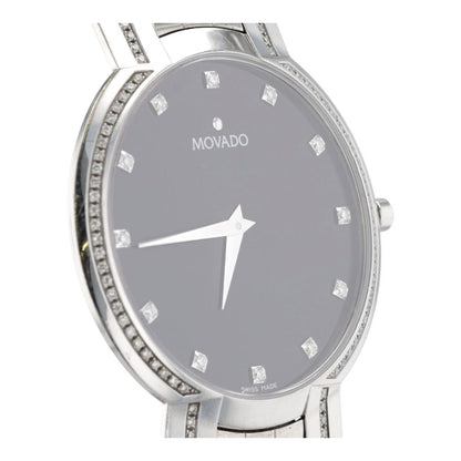 Men's Faceto Diamond Accented Stainless Steel Diamond Watch