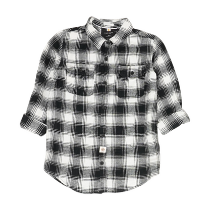 Black Plaid Flannel Button Down