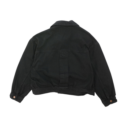 Black Solid Denim Jacket