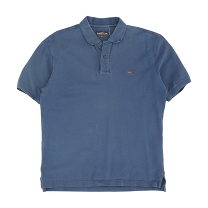 Blue Solid Short Sleeve Polo