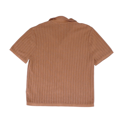 Orange Solid Short Sleeve Button Down