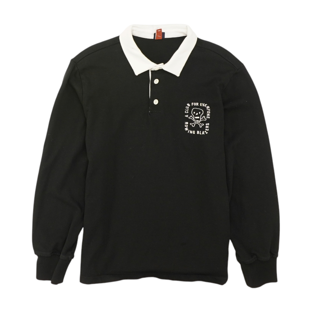 Black Solid Long Sleeve Polo