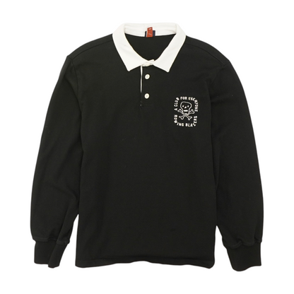 Black Solid Long Sleeve Polo