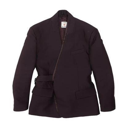 Purple Blend Tailored Wool Silk Wrap Jacket