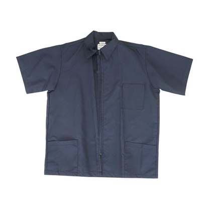 Vintage Navy Solid Short Sleeve Button Down
