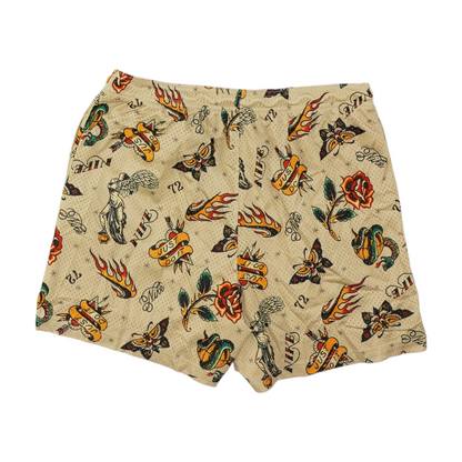 Beige Print Active Shorts