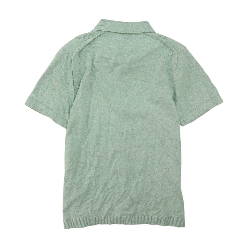 Green Solid Short Sleeve Button Down
