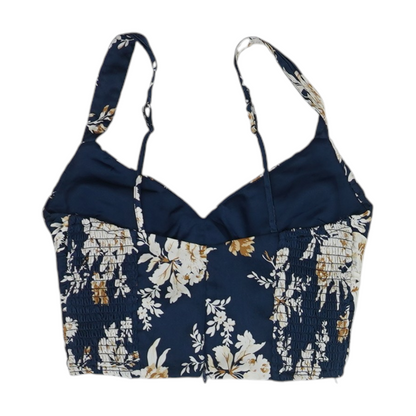 Navy Floral Cropped Blouse