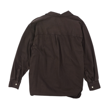 Brown Solid Long Sleeve Button Down