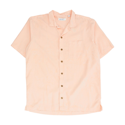 Peach Solid Short Sleeve Button Down