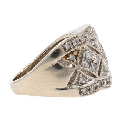 3/4 Ct 14K White Gold Diamond Pave Openwork Cocktail Ring
