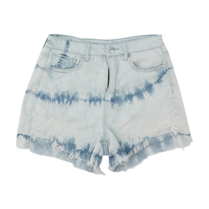 Blue Solid Denim Shorts