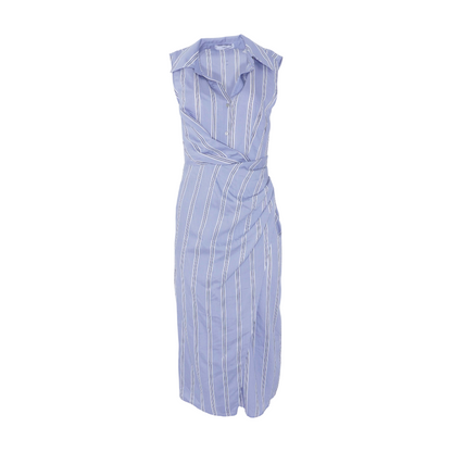 Blue Striped Midi Dress
