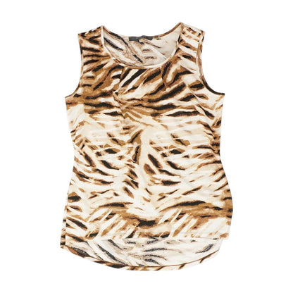 Brown Animal Print Sleeveless Blouse