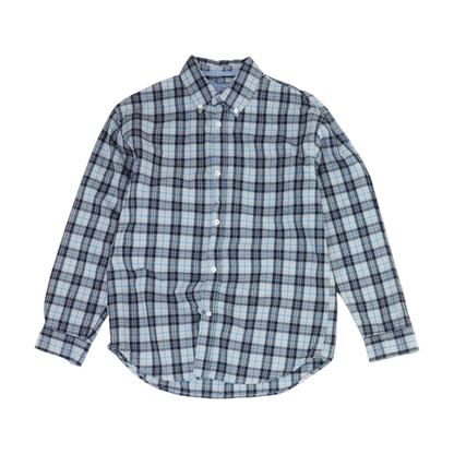 Navy Plaid Long Sleeve Button Down