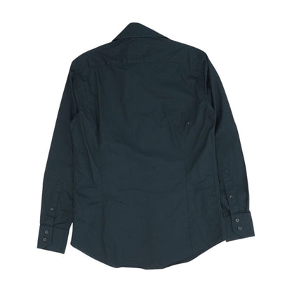 Black Solid Long Sleeve Button Down