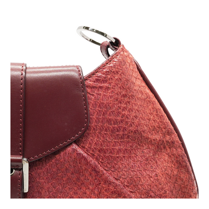 Red Vintage Street Chic Python Leather Hobo Bag