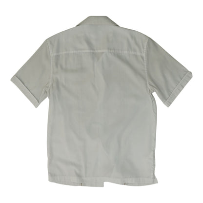 White Solid Short Sleeve Button Down