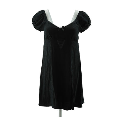 Black Solid Mini Dress