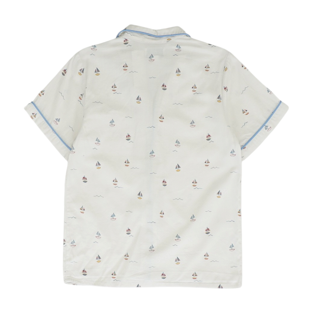 White Print Pajama Top