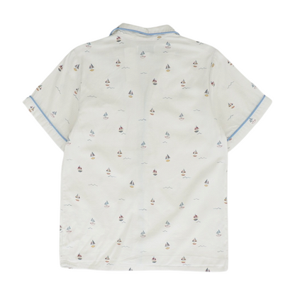 White Print Pajama Top