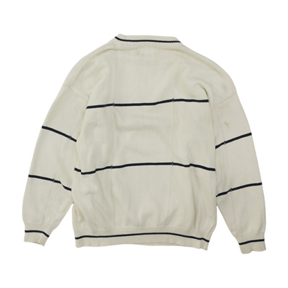Vintage White Striped Pullover Sweater