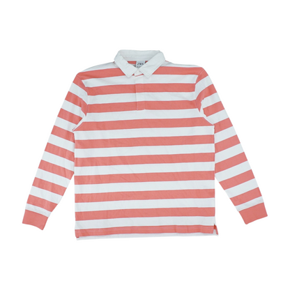 White Striped Long Sleeve Polo