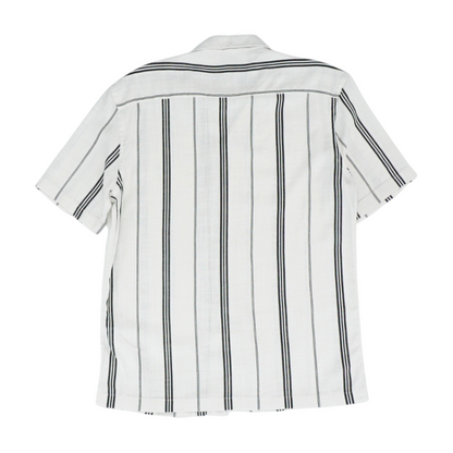 White Striped Short Sleeve Button Down