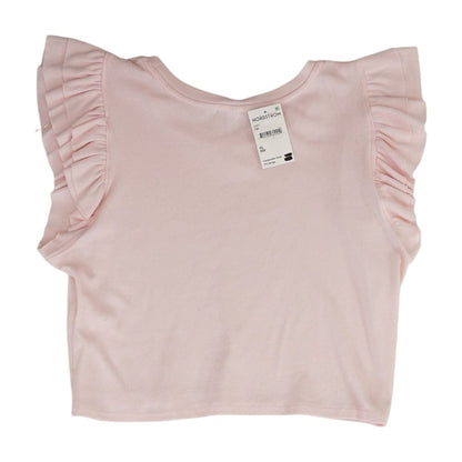 Pink Solid Cropped Knit Top