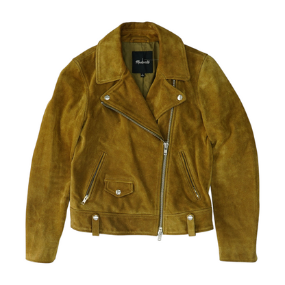 Khaki Solid Leather Jacket